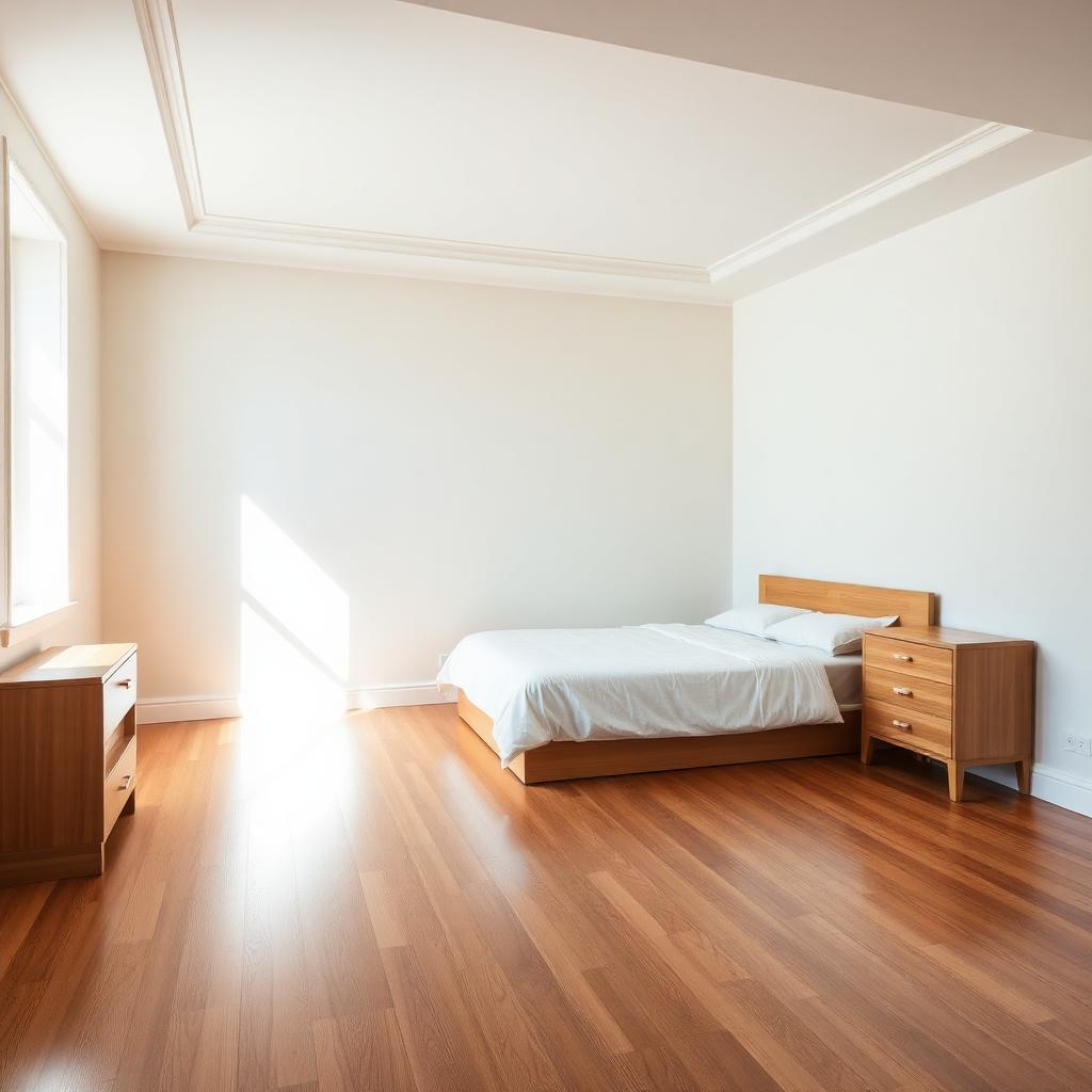 Empty bedroom professionally cleaned for new tenants